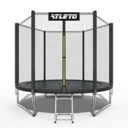 Батут Atleto 312 см з внутрішньою сіткою чорний (2 місця) (42400470) + м'ячик