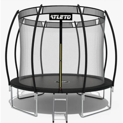 Батут Atleto 374 см з внутрішньою сіткою чорний (2 місця) (42400494)